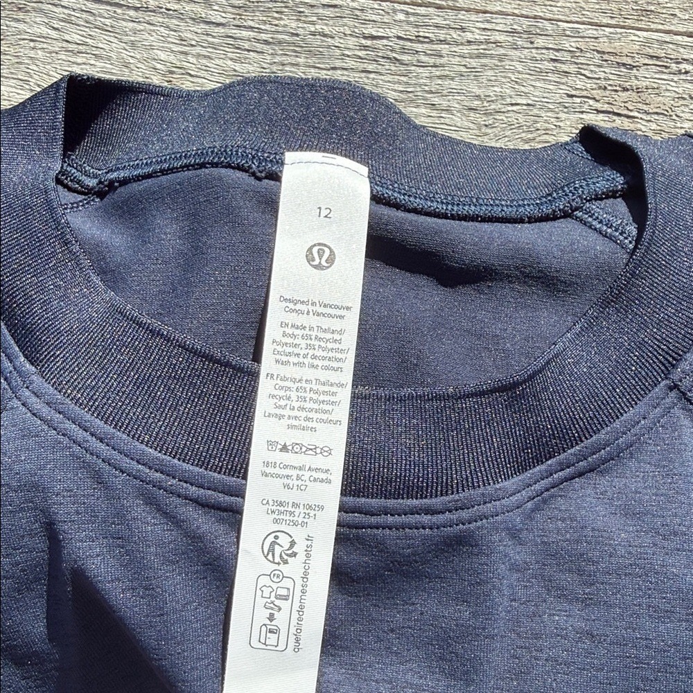 Lululemon Tennis Club Layered Long Sleeve True Navy White Size 12 NWT UPF 40+ - Picture 4 of 8
